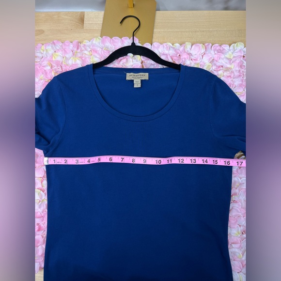 Burberry Royal Blue top with plaid details on sleeves - Picture 8 of 10